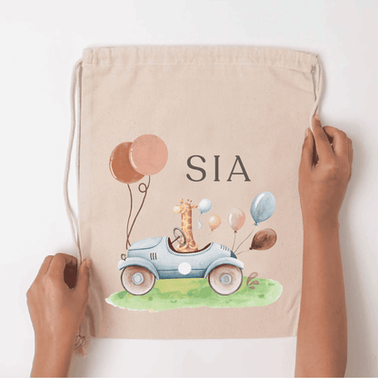 Custom Drawstring Bag - Giraffe Getaway - Chatterbox Labels - Drawstring Bag