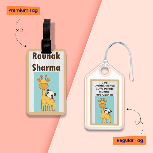 Personalized Bag Tags for Kids - Set of 5 - Giraffe Design - Chatterbox Labels - Bag Tags