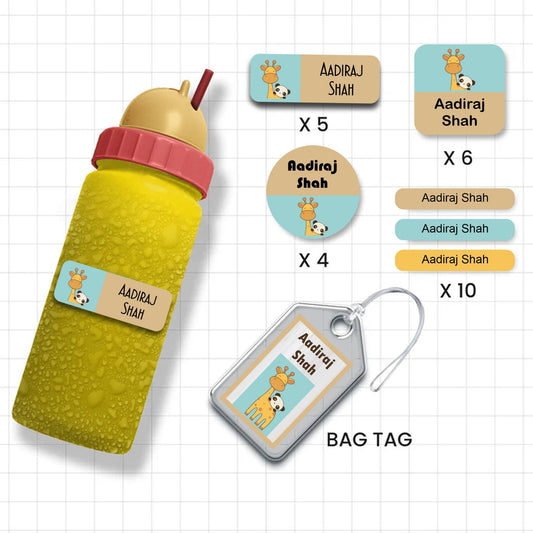 Assorted Shapes Waterproof Labels - Giraffe Theme - Chatterbox Labels-Personalised Waterproof Stickers - Opaque
