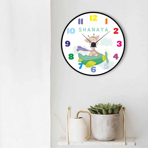 Personalised Wall Clock - Giraffe in the Clouds Chatterbox Labels