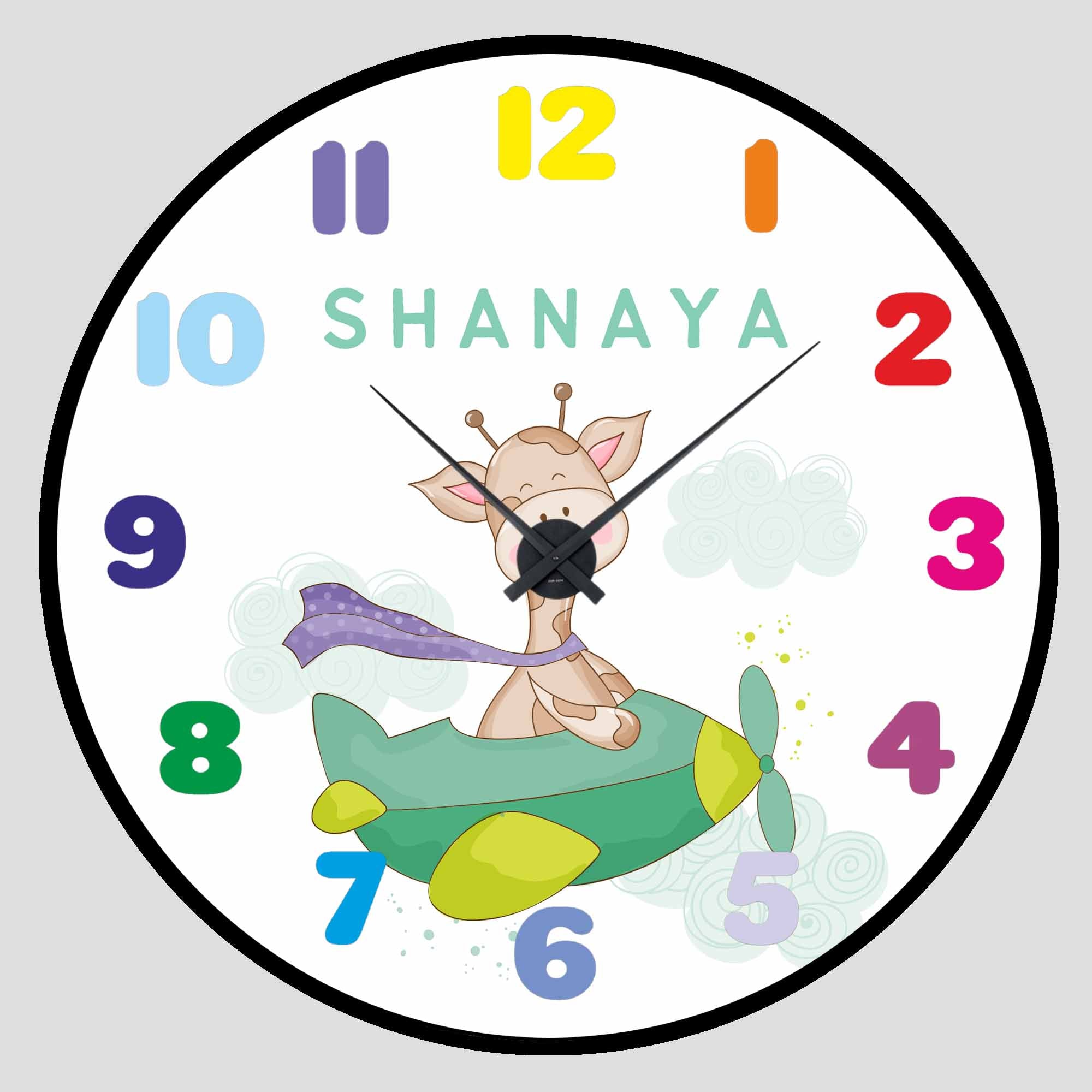 Personalised Wall Clock - Giraffe in the Clouds Chatterbox Labels