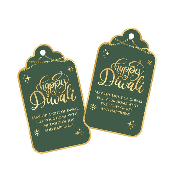 Happy Diwali Gold Foil Gift Tags - Imperial Green - Chatterbox Labels - Gift Tags