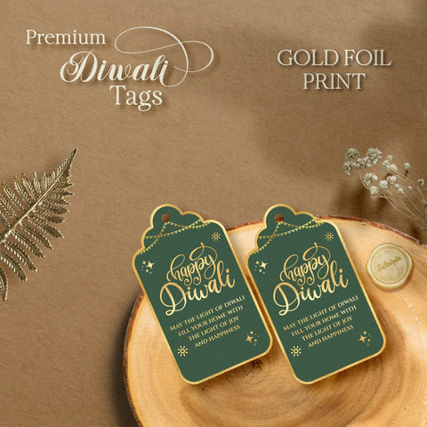 Happy Diwali Gold Foil Gift Tags - Imperial Green - Chatterbox Labels - Gift Tags