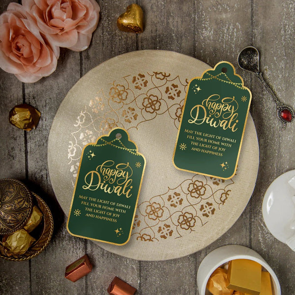 Happy Diwali Gold Foil Gift Tags - Imperial Green - Chatterbox Labels - Gift Tags