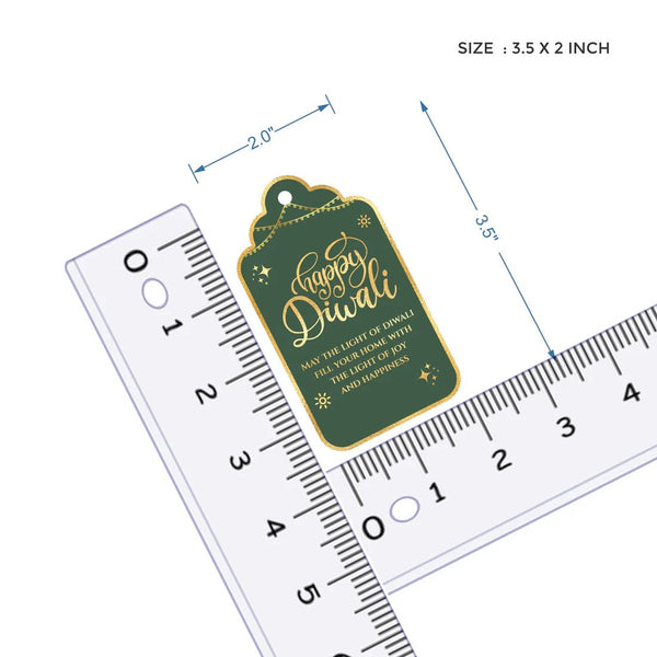 Happy Diwali Gold Foil Gift Tags - Imperial Green - Chatterbox Labels - Gift Tags