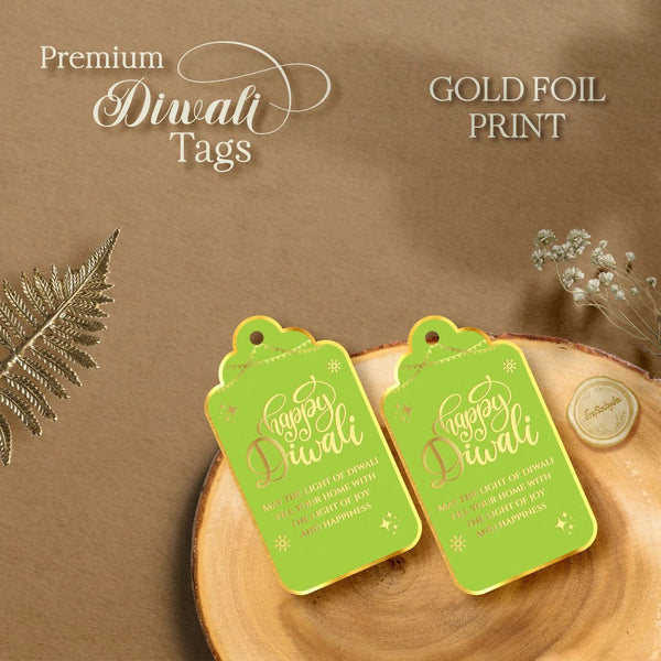 Happy Diwali Gold Foil Gift Tags - Ethereal Green - Chatterbox Labels - Gift Tags