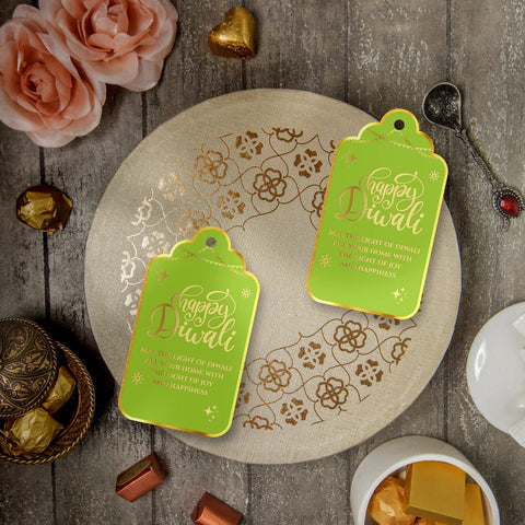 Happy Diwali Gold Foil Gift Tags - Ethereal Green - Chatterbox Labels - Gift Tags