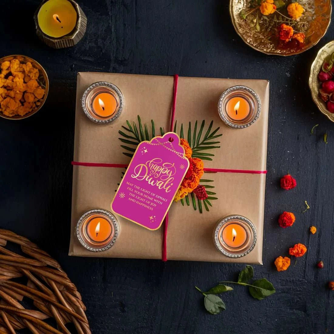 Happy Diwali Gold Foil Gift Tags - Majestic Purple - Chatterbox Labels - Gift Tags