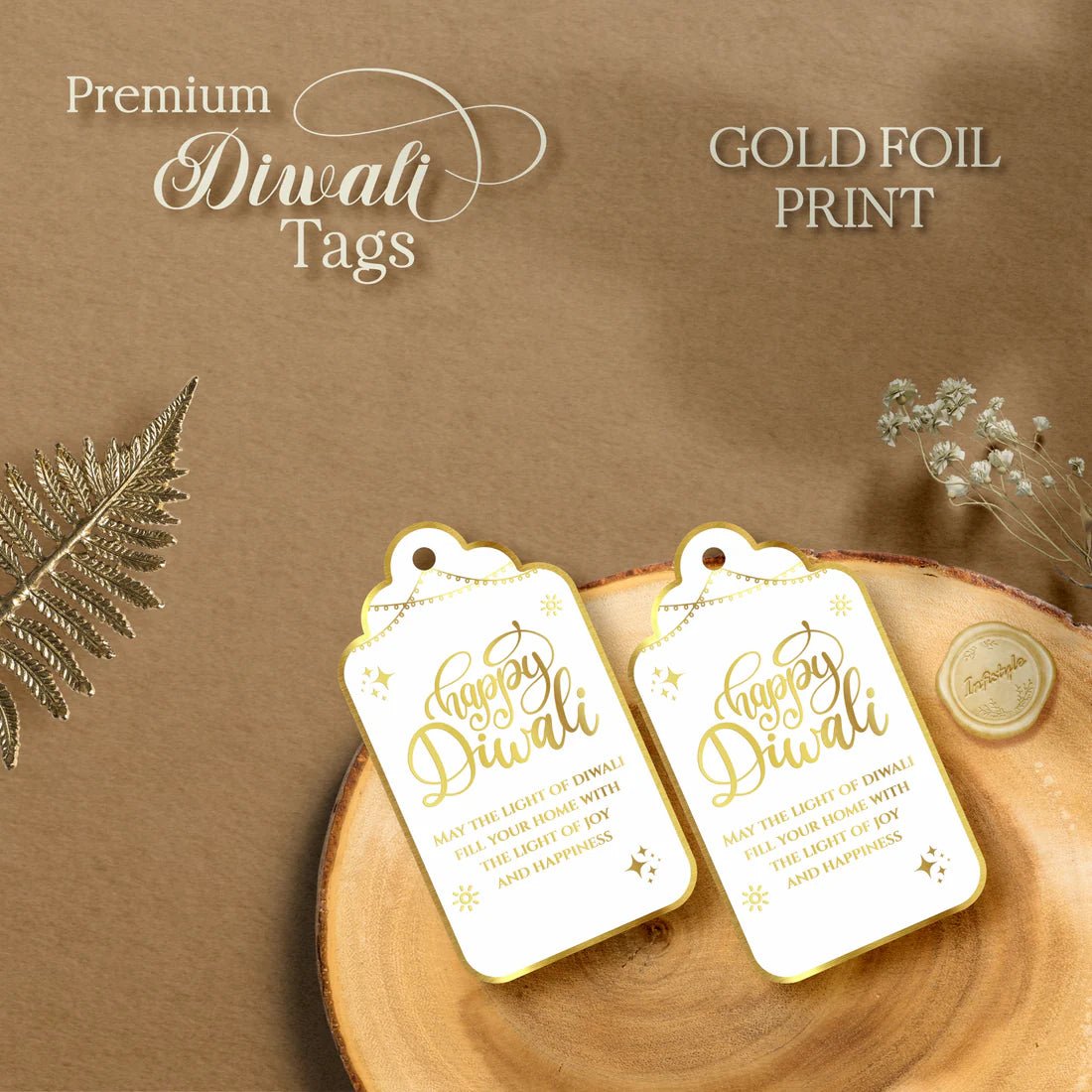 Happy Diwali Gold Foil Gift Tags - Divine White - Chatterbox Labels - Gift Tags
