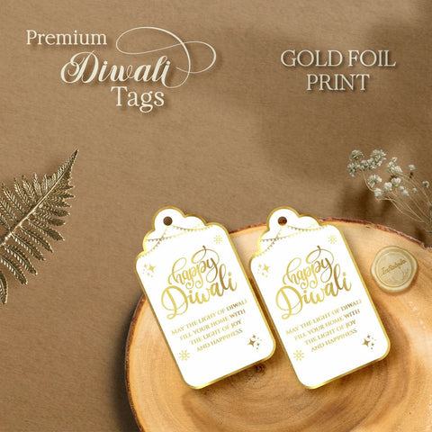 Happy Diwali Gold Foil Gift Tags - Divine White - Chatterbox Labels - Gift Tags