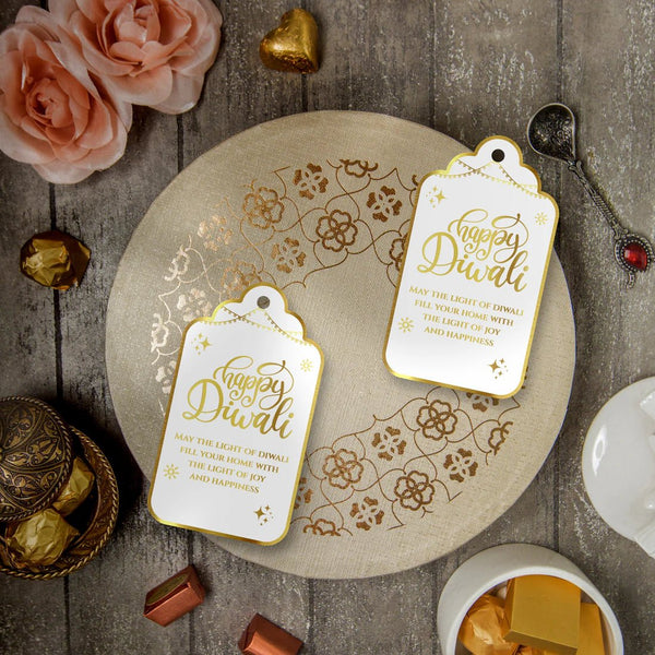 Happy Diwali Gold Foil Gift Tags - Divine White - Chatterbox Labels - Gift Tags