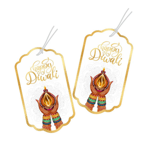 Happy Diwali Gold Foil Gift Tags - Sacred Diya - Chatterbox Labels - Gift Tags