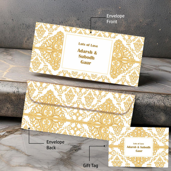 Personalised Money Envelopes - Gold Motif Theme - Chatterbox Labels - Envelopes