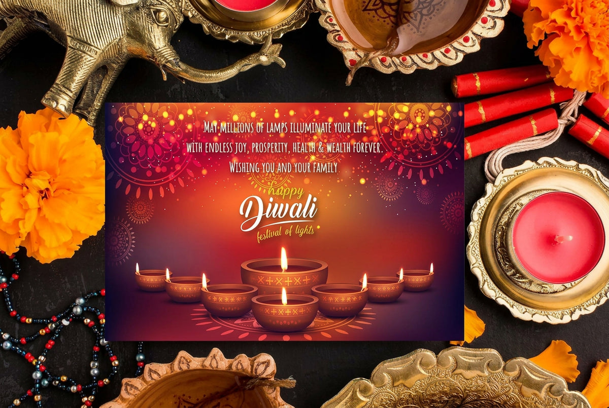 Happy Diwali Celebration Greeting Cards with Envelope
