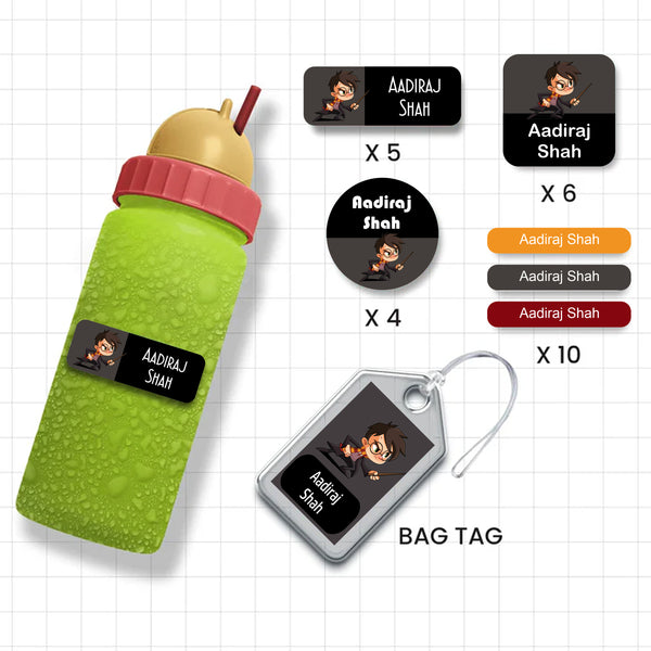 Assorted Shapes Waterproof Labels - Harry With Wand Theme