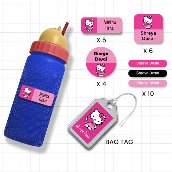 Assorted Shapes Waterproof Labels - Hello Kitty Theme