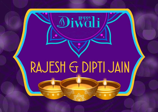 Happy Diwali Gift Tags/Gift Stickers - Dazzling Purple Diyas - Chatterbox Labels - Gift Tags