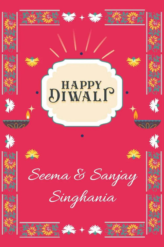 Happy Diwali Gift Tags/Gift Stickers - Floral Flame Design - Chatterbox Labels - Gift Tags