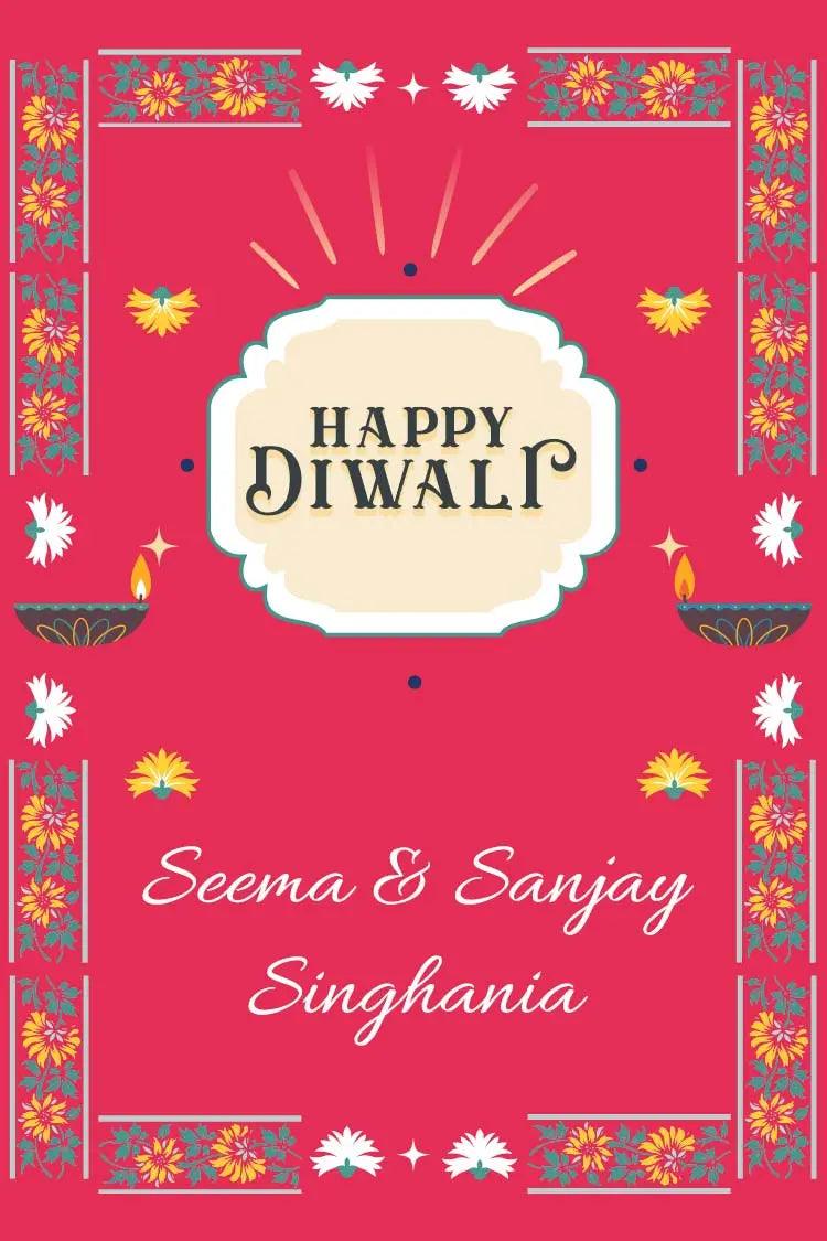 Happy Diwali Gift Tags/Gift Stickers -Floral Flame Design Chatterbox Labels