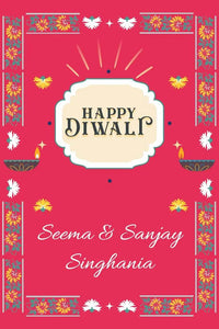 Happy Diwali Gift Tags/Gift Stickers -Floral Flame Design Chatterbox Labels