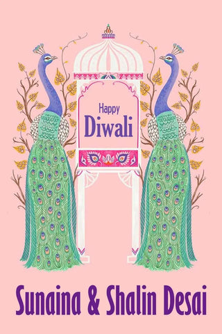 Happy Diwali Gift Tags/Gift Stickers - Peacock Charisma Chatterbox Labels