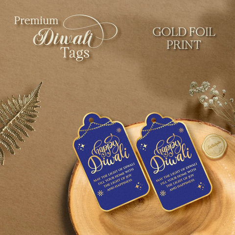 Happy Diwali Gold Foil Gift Tags - Royal Blue - Chatterbox Labels - Gift Tags