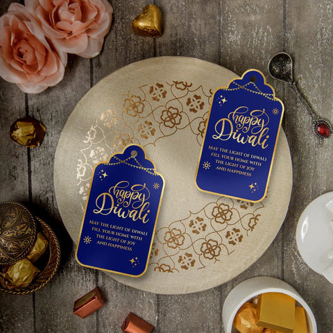 Happy Diwali Gold Foil Gift Tags - Royal Blue - Chatterbox Labels - Gift Tags