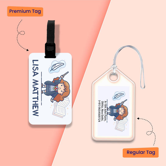 Personalized Bag Tags for Kids - Set of 5 - Hermoine Design - Chatterbox Labels - Bag Tags