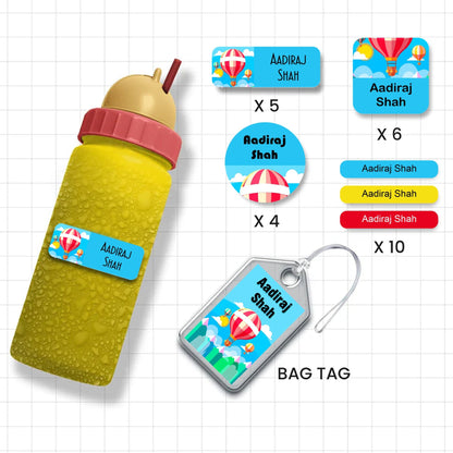 Assorted Shapes Waterproof Labels - Hot Air Balloon Theme - Chatterbox Labels-Personalised Waterproof Stickers - Opaque