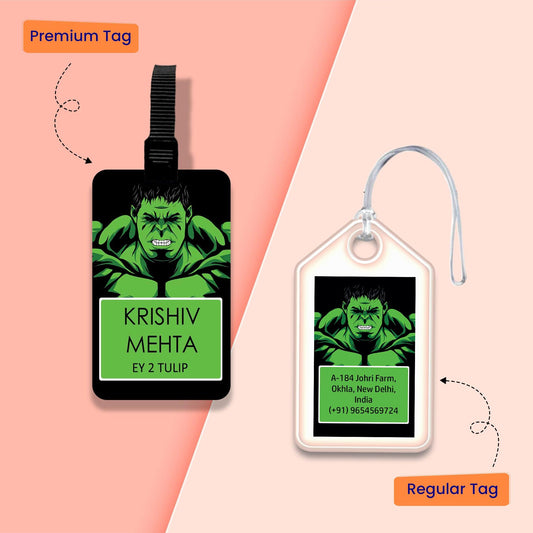 Personalized Bag Tags for Kids - Set of 5 - Hulk Design - Chatterbox Labels - Bag Tags
