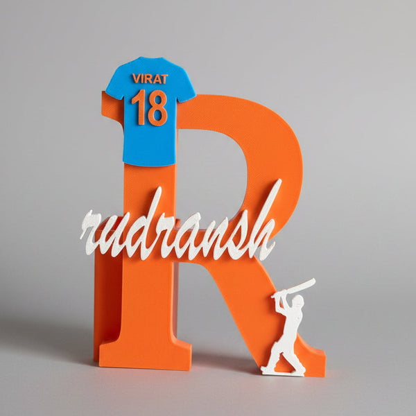 Personalised Name Stand & Pen Holder Cricket Jersey Theme