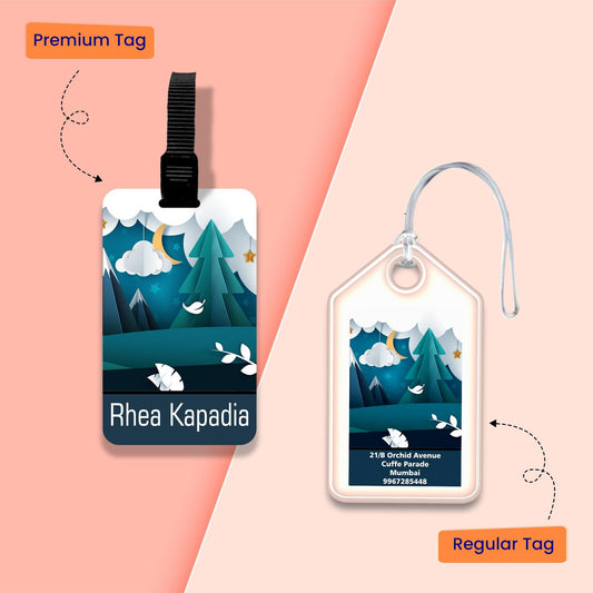 Personalized Bag Tags for Kids - Set of 5 - Ice Mountains design - Chatterbox Labels - Bag Tags