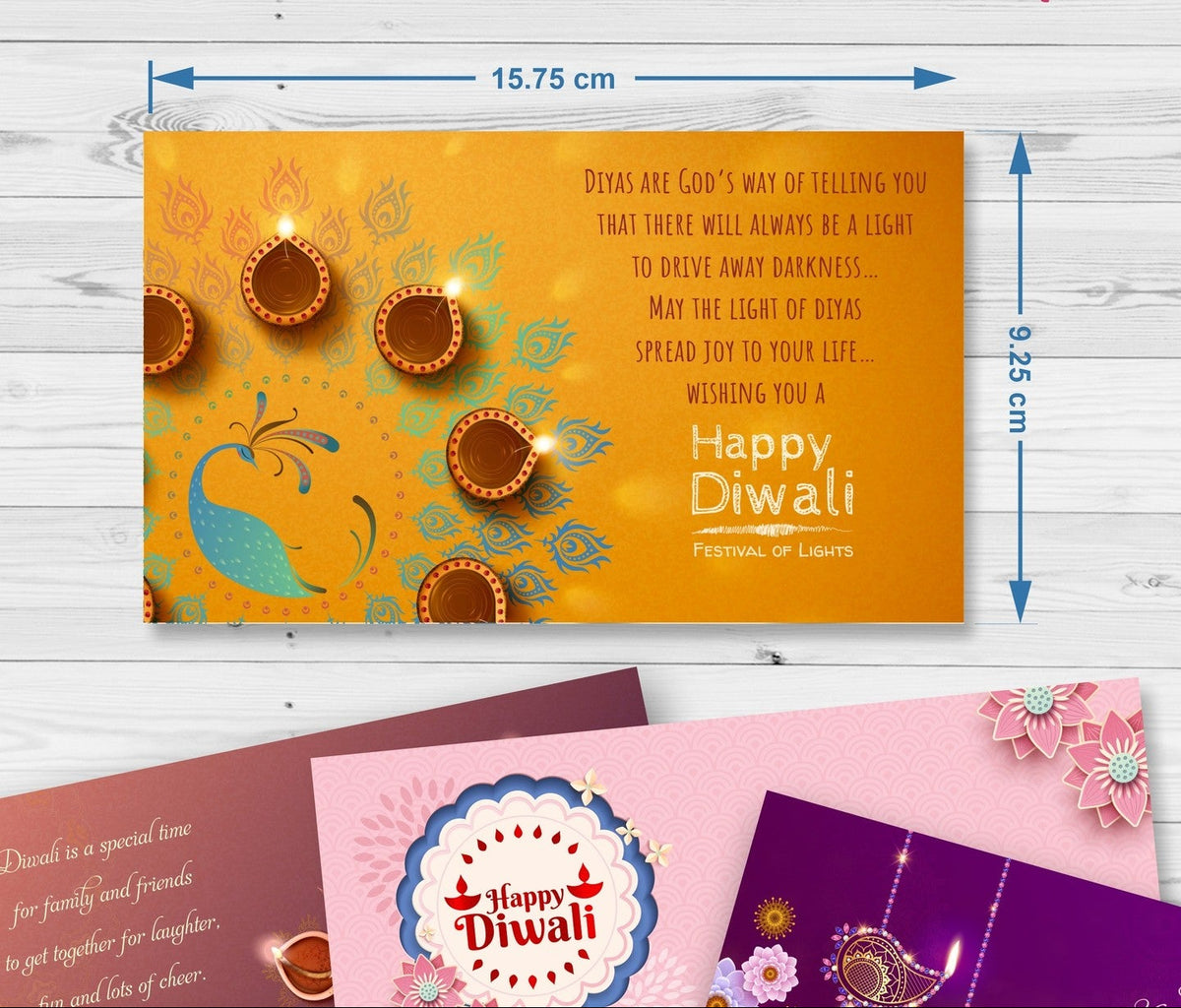 Diwali Glow Greeting Cards with Envelopes – Set of 10