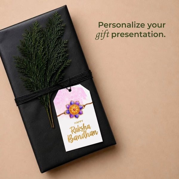 Custom Happy Rakhi Gift Tags- Golden Bond Design - Chatterbox Labels-Gift Tags