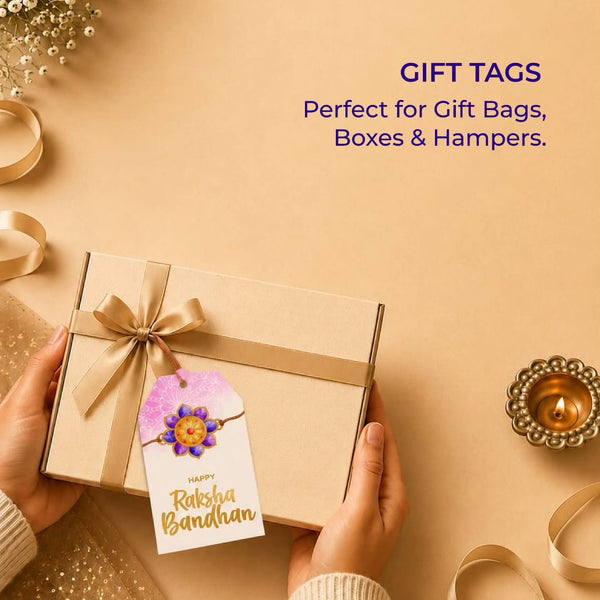Custom Happy Rakhi Gift Tags- Golden Bond Design - Chatterbox Labels-Gift Tags