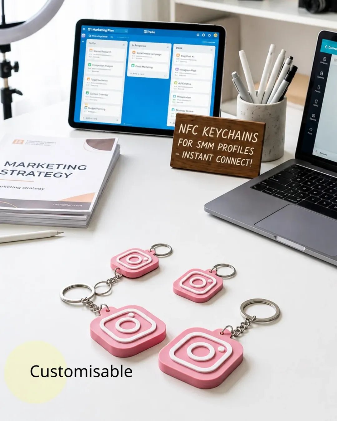 Custom 3D Printed NFC Instagram Keychain - Chatterbox Labels-Keychain