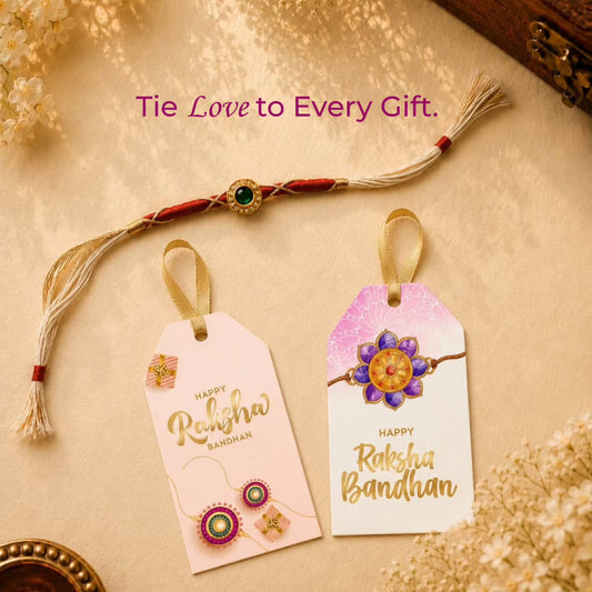 Custom Happy Rakhi Gift Tags- Golden Bond Design - Chatterbox Labels-Gift Tags