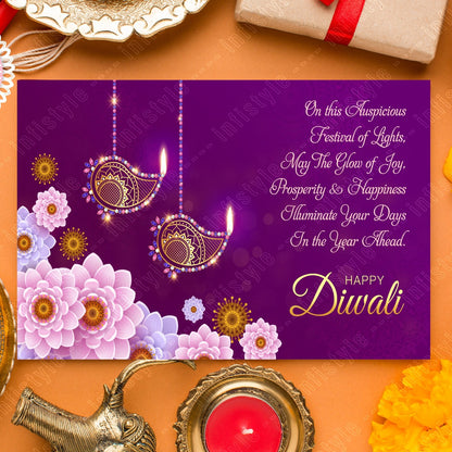Diwali Glow Greeting Cards with Envelopes – Set of 10