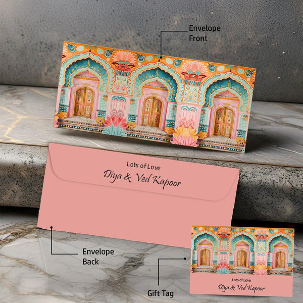 Personalised Money Envelopes - Jharokha Design - Set of 20 - Chatterbox Labels - Envelopes