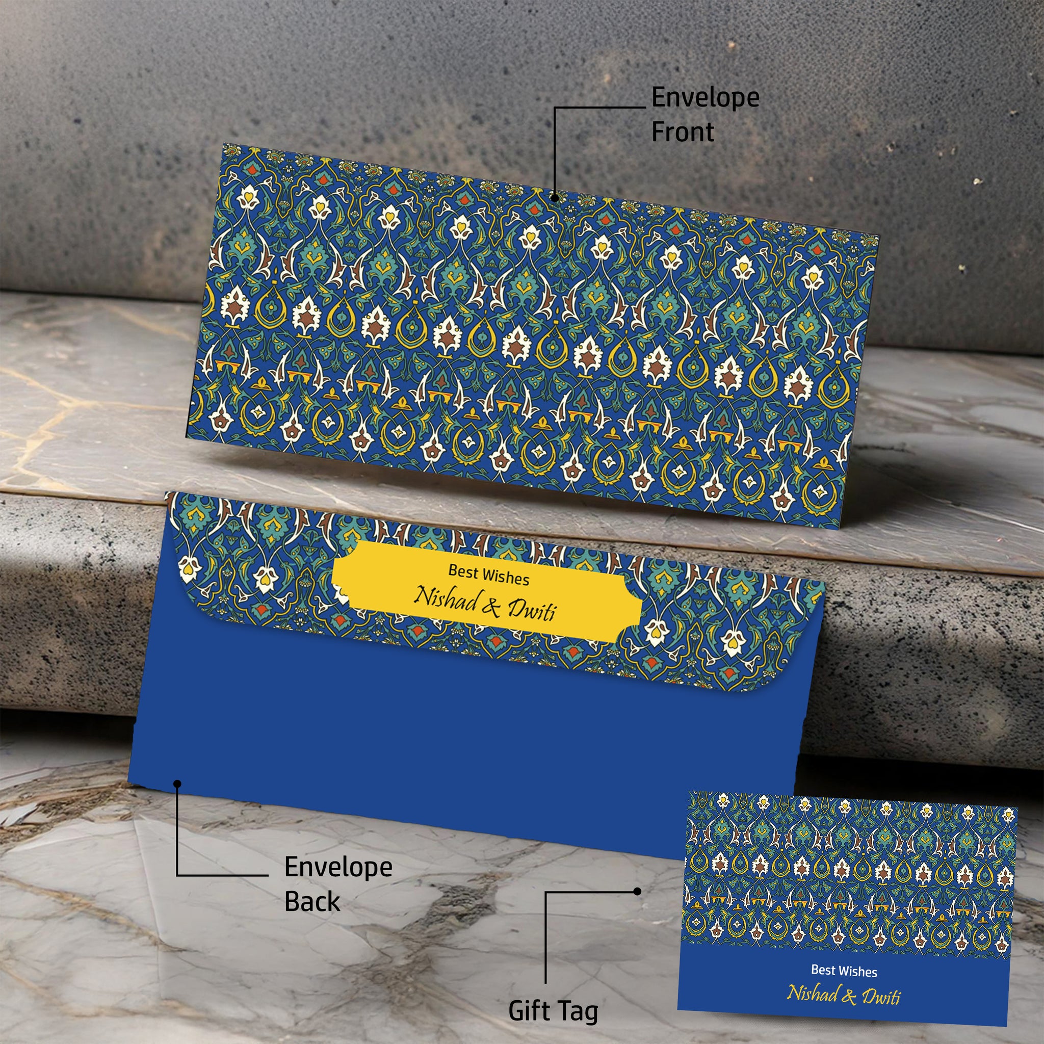 Personalised Money Envelopes - Indigo Impressions Design - Set of 20