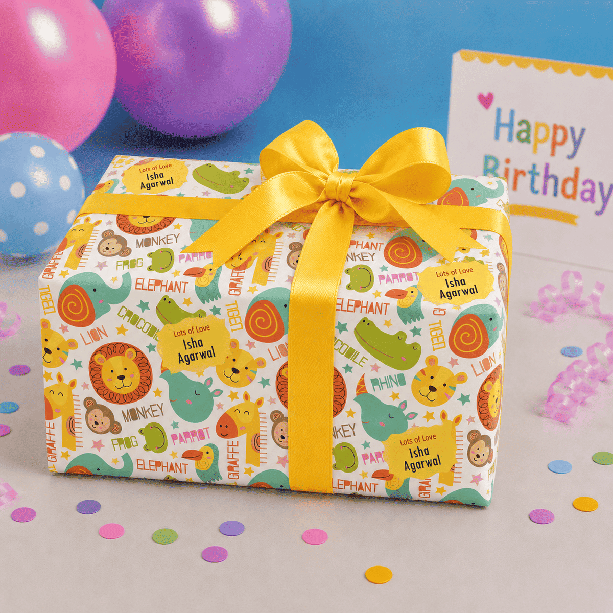 Custom Gift Wrapping Paper for Kids - Jungle Joys Design - Chatterbox Labels - Wrapping Paper