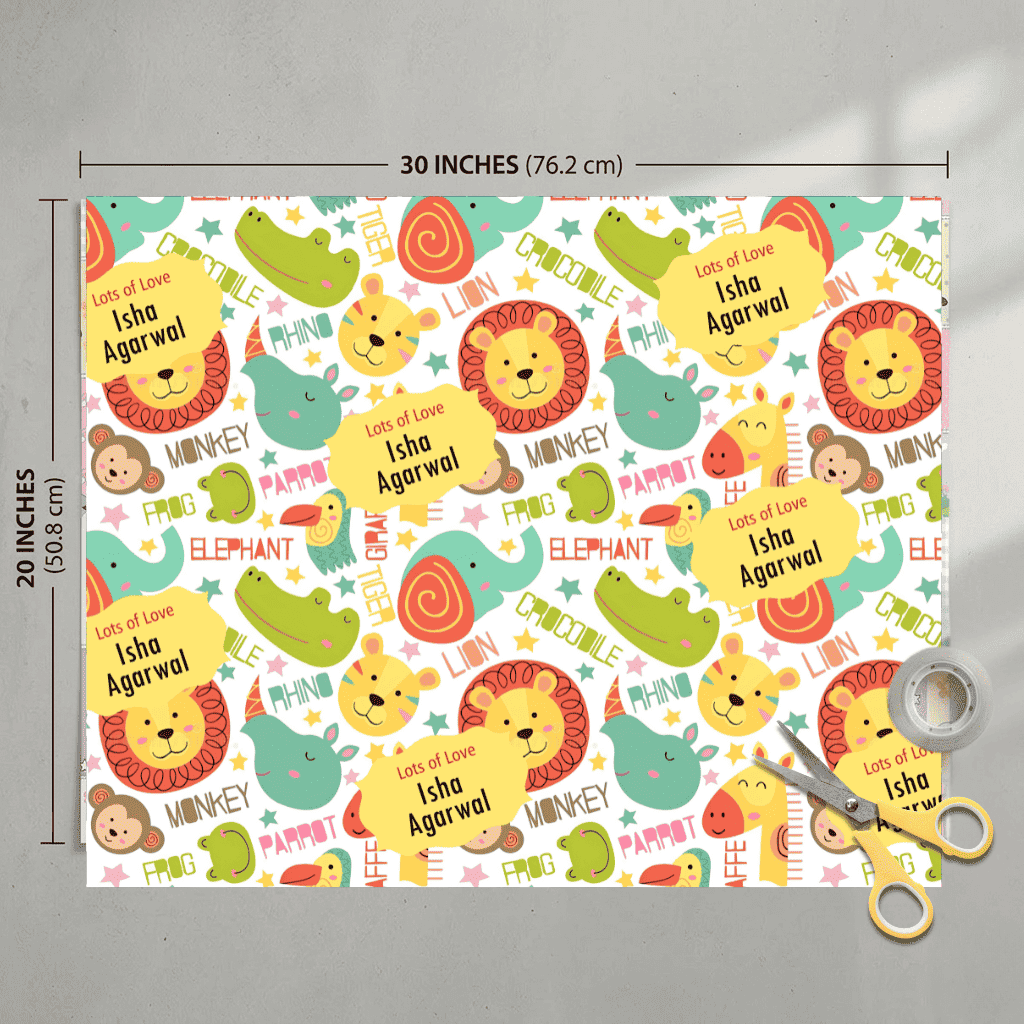 Custom Gift Wrapping Paper for Kids - Jungle Joys Design - Chatterbox Labels - Wrapping Paper