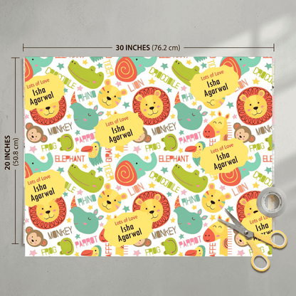Custom Gift Wrapping Paper for Kids - Jungle Joys Design - Chatterbox Labels - Wrapping Paper