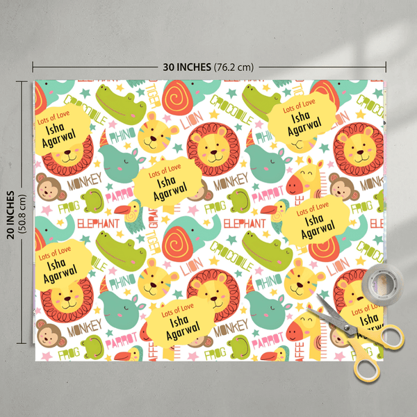Custom Gift Wrapping Paper for Kids - Jungle Joys Design - Chatterbox Labels - Wrapping Paper