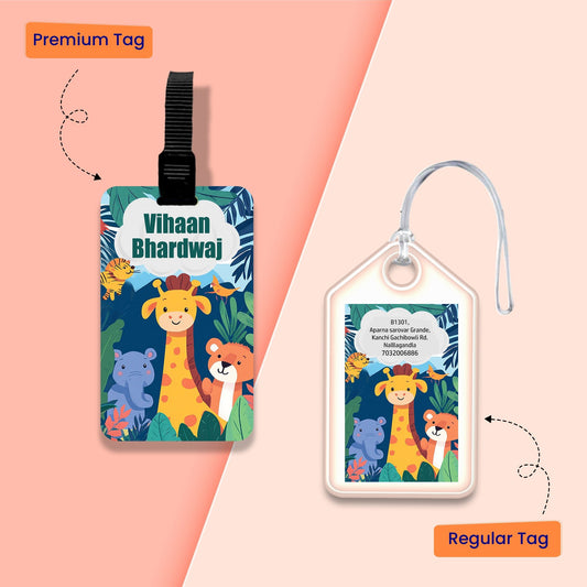 Personalized Bag Tags for Kids - Jungle Design - Chatterbox Labels - Bag Tags