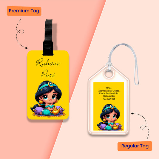 Personalized Bag Tags for Kids - Jasmine Princess Design - Chatterbox Labels - Bag Tags