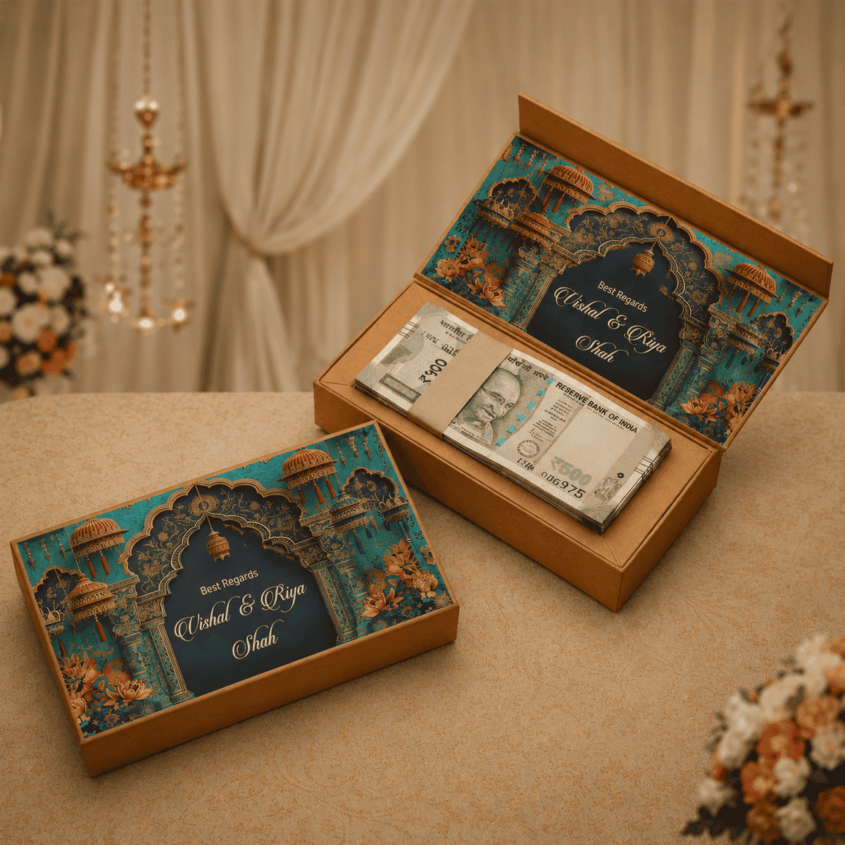 Personalised Shagun Cash Gift Box - Jodhpur Durbar - Chatterbox Labels-Cash Box