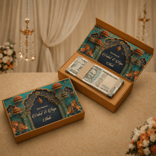 Personalised Shagun Cash Gift Box - Jodhpur Durbar - Chatterbox Labels-Cash Box
