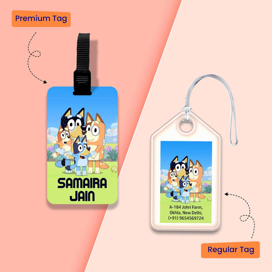 Personalized Bag Tags for Kids - Set of 5 - Bluey Design - Chatterbox Labels - Bag Tags