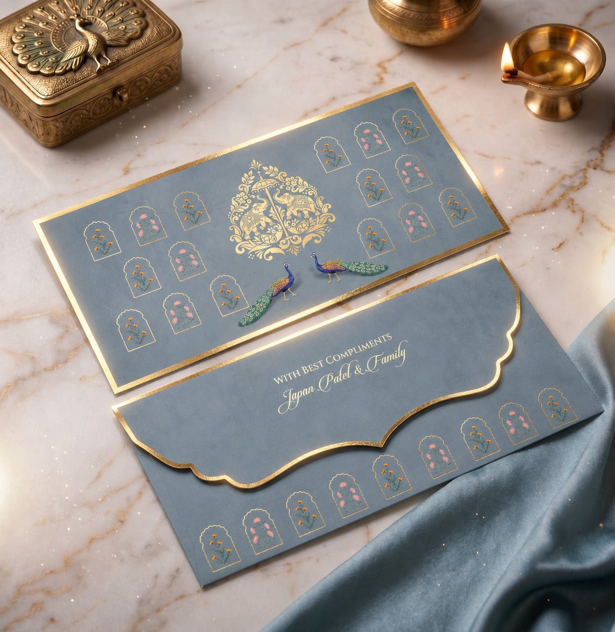 Luxe Gold Foil Money Envelopes - Azure Courtyard